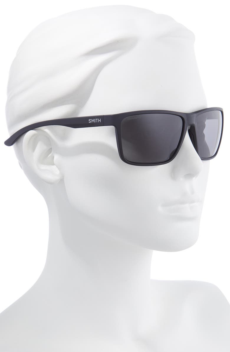 Smith Riptide 61mm Polarized Sport Square Sunglasses, Alternate, color, Matte Black/ Black
