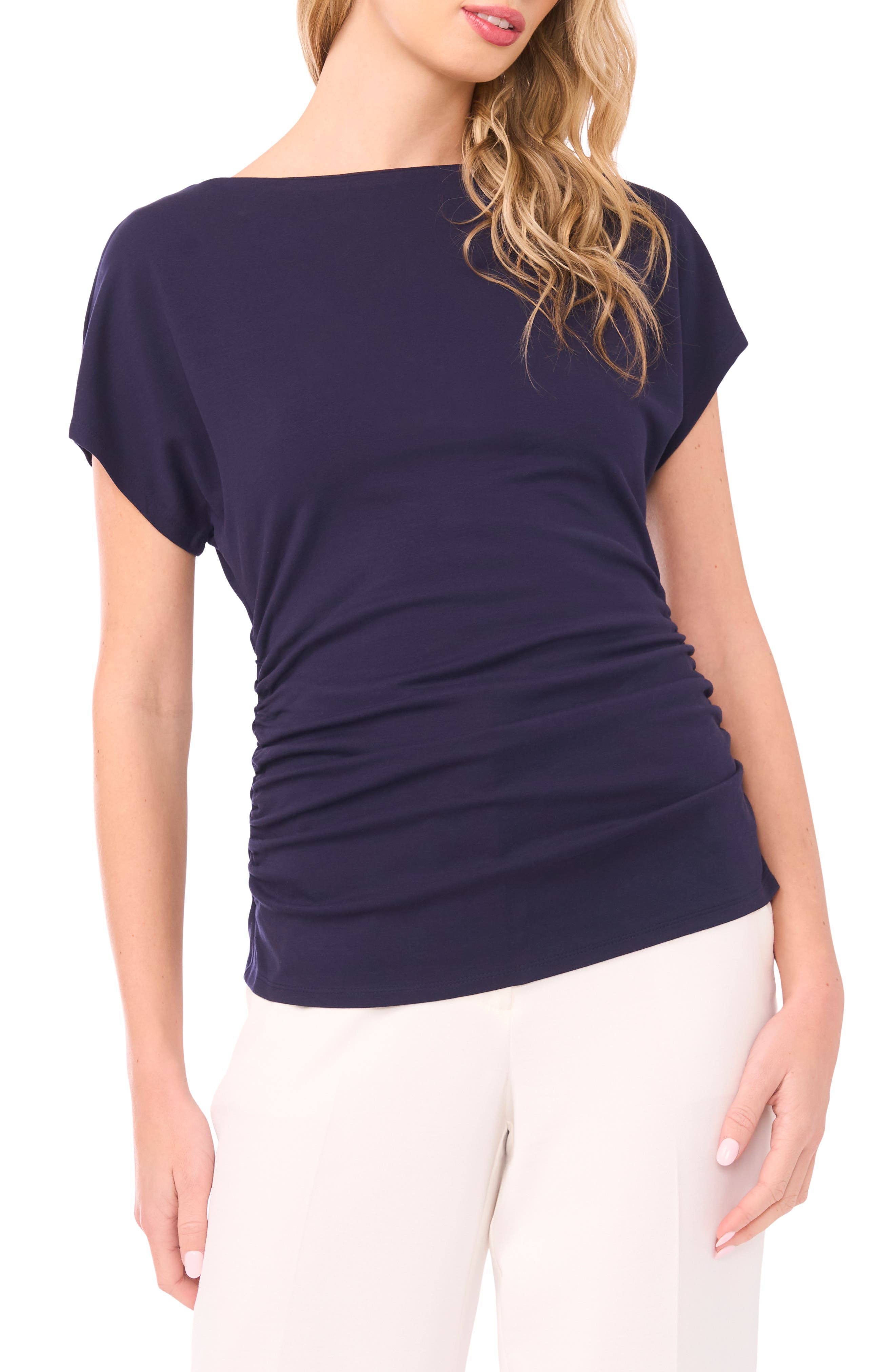Shirred Dolman Short Sleeve Ponte Top - image 5