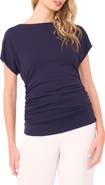 Halogen® Shirred Dolman Short Sleeve Ponte Top