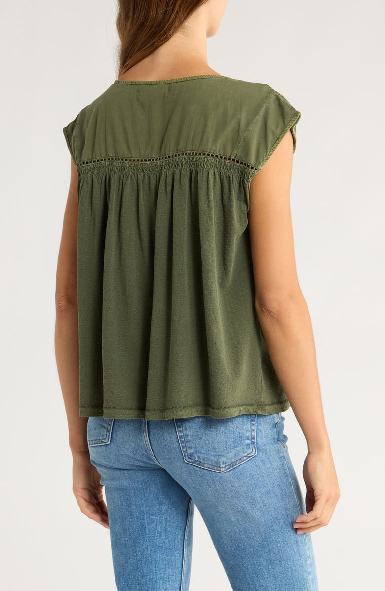 Lucky Brand Embroidered Sleeveless Top, Alternate, color, Dusty Olive