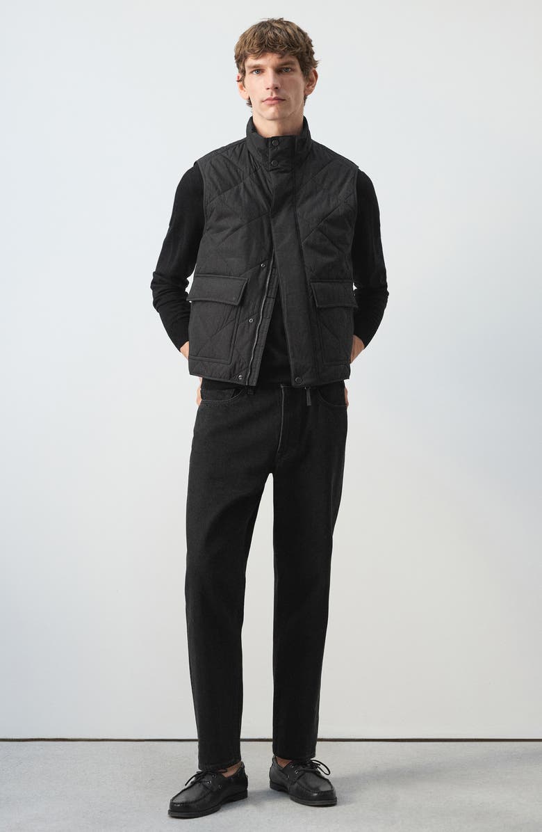 MANGO Quilted Water Repellent Vest, Alternate, color, Black