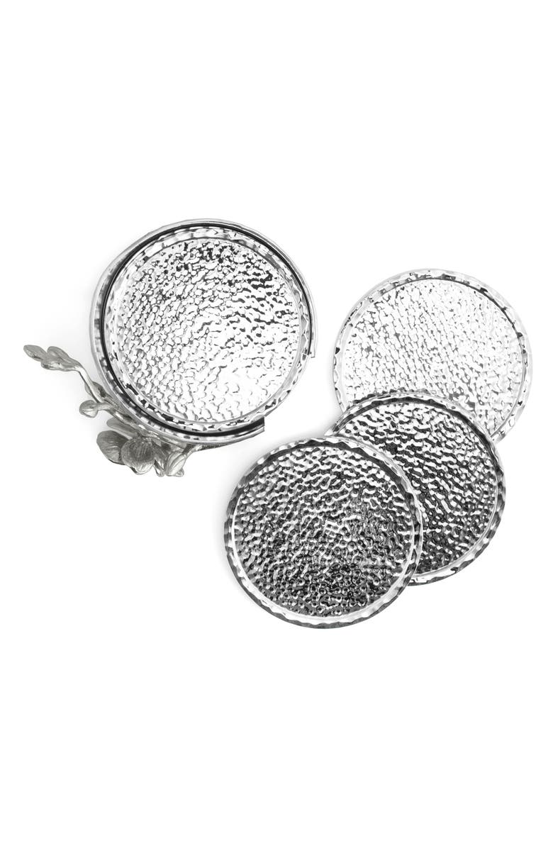 Michael Aram White Orchid Set of 6 Coasters, Alternate, color, Silver