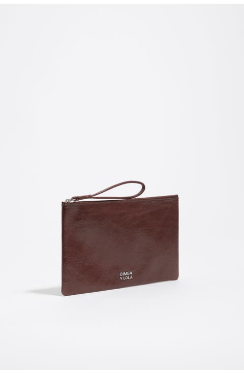 Medium Leather Zip Clutch