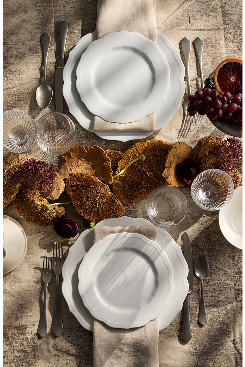 Stella White Scalloped Salad Plate  - Porcelain - Set 4, Alternate, color, WHITE