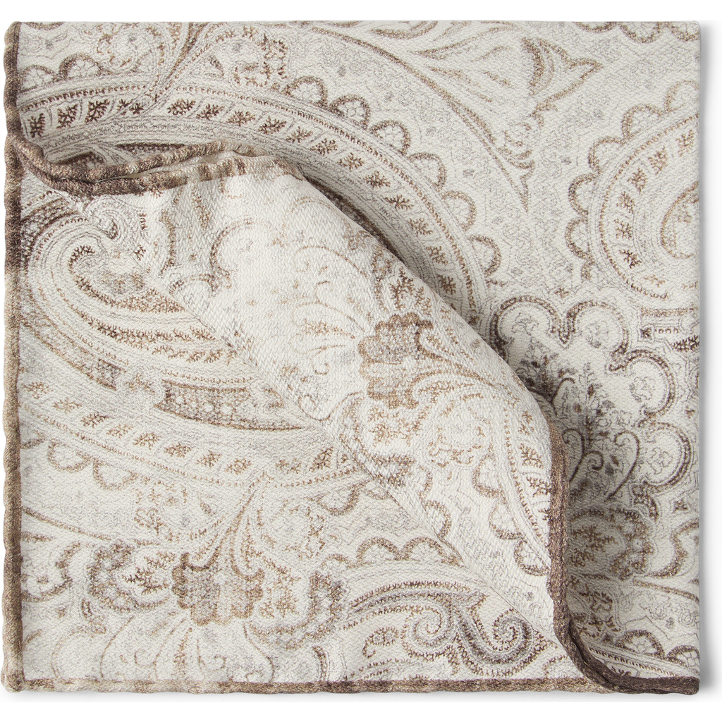 Brunello Cucinelli Double Face Silk Pocket Square In Panama