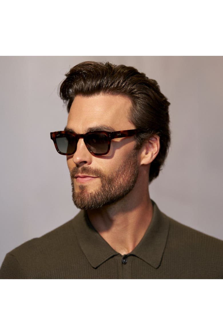 Wayne - 50mm Rectangular Polarized Sunglasses, Alternate, color, Havana Tortoise