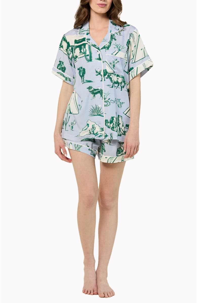 Katie Kime Texas Toile Pants Set, Main, color, Light Blue