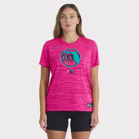Women's Nike Pink Miami Marlins 2025 City Connect Authentic Collection Velocity Performance T-Shirt