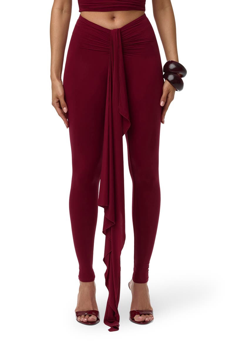 Drape Front Leggings, Main, color, SANGRIA