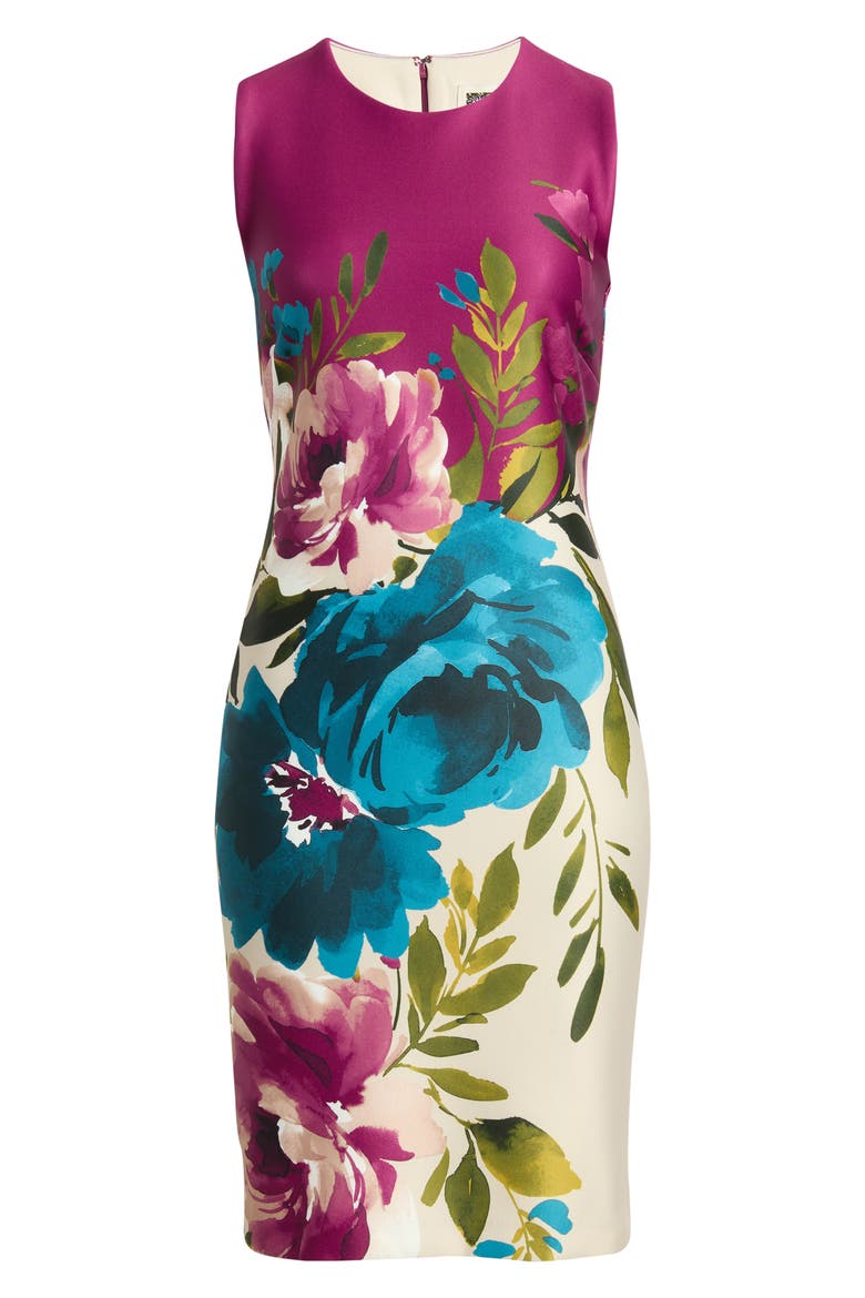 Print Sleeveless Sheath Dress, Alternate, color, BEET MULTI