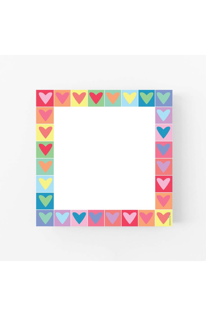 Ramus & Co Rainbow Heart 6" x 6" Square Love Notepad, Main, color, Multi-Pack