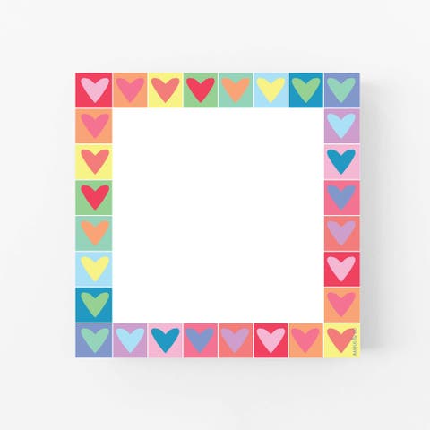 Rainbow Heart 6" x 6" Square Love Notepad (100 Heavyweight Tear-Off Sheets)