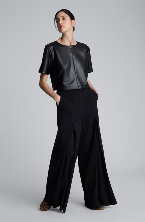 Kenneth Cole Luxe Twill Wide Leg Inverted Pleat Front Pant In Black
