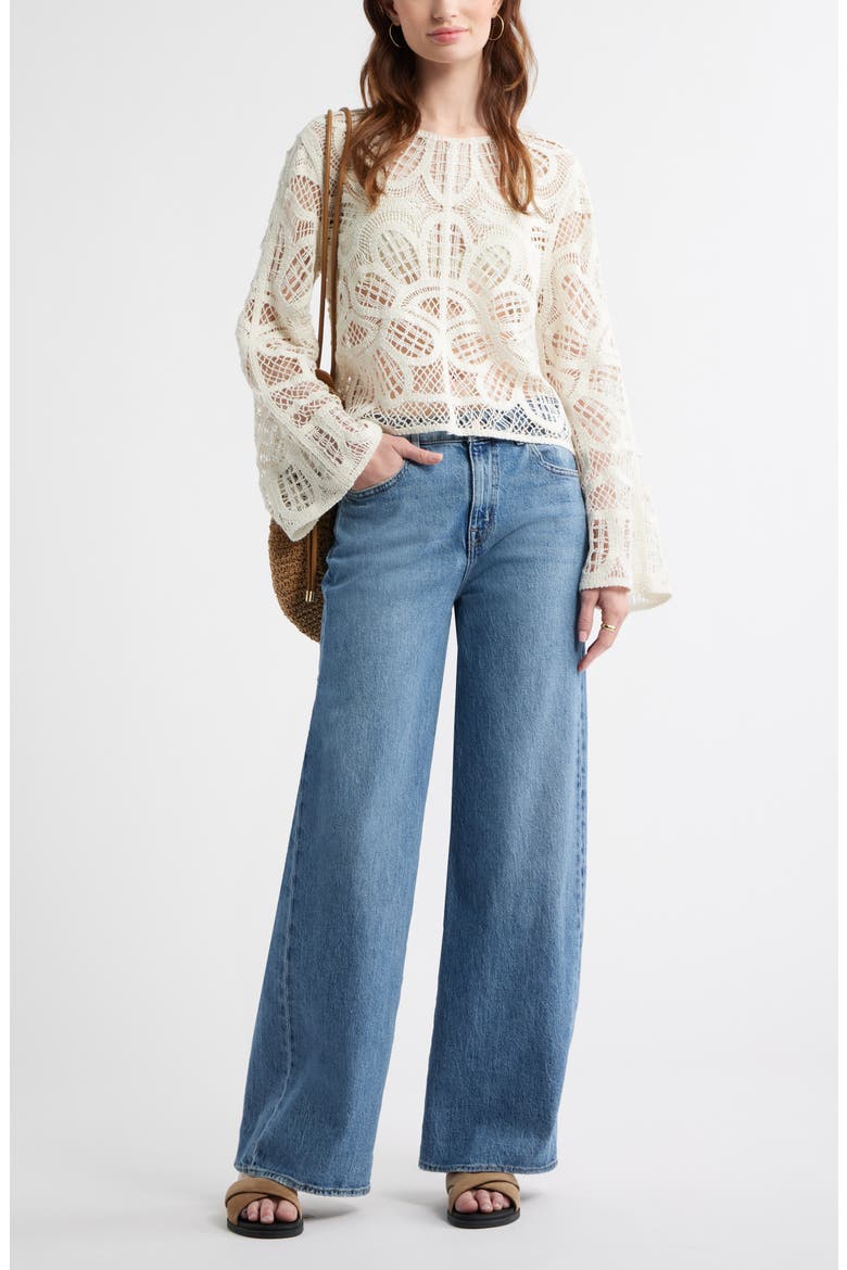 High Waist Wide Leg Jeans, Alternate, color, MEDIUM WASH