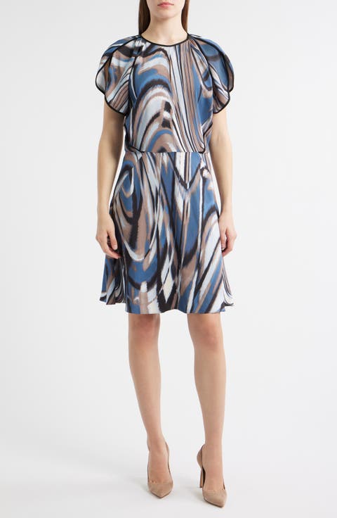 Swirl Print A-Line Dress