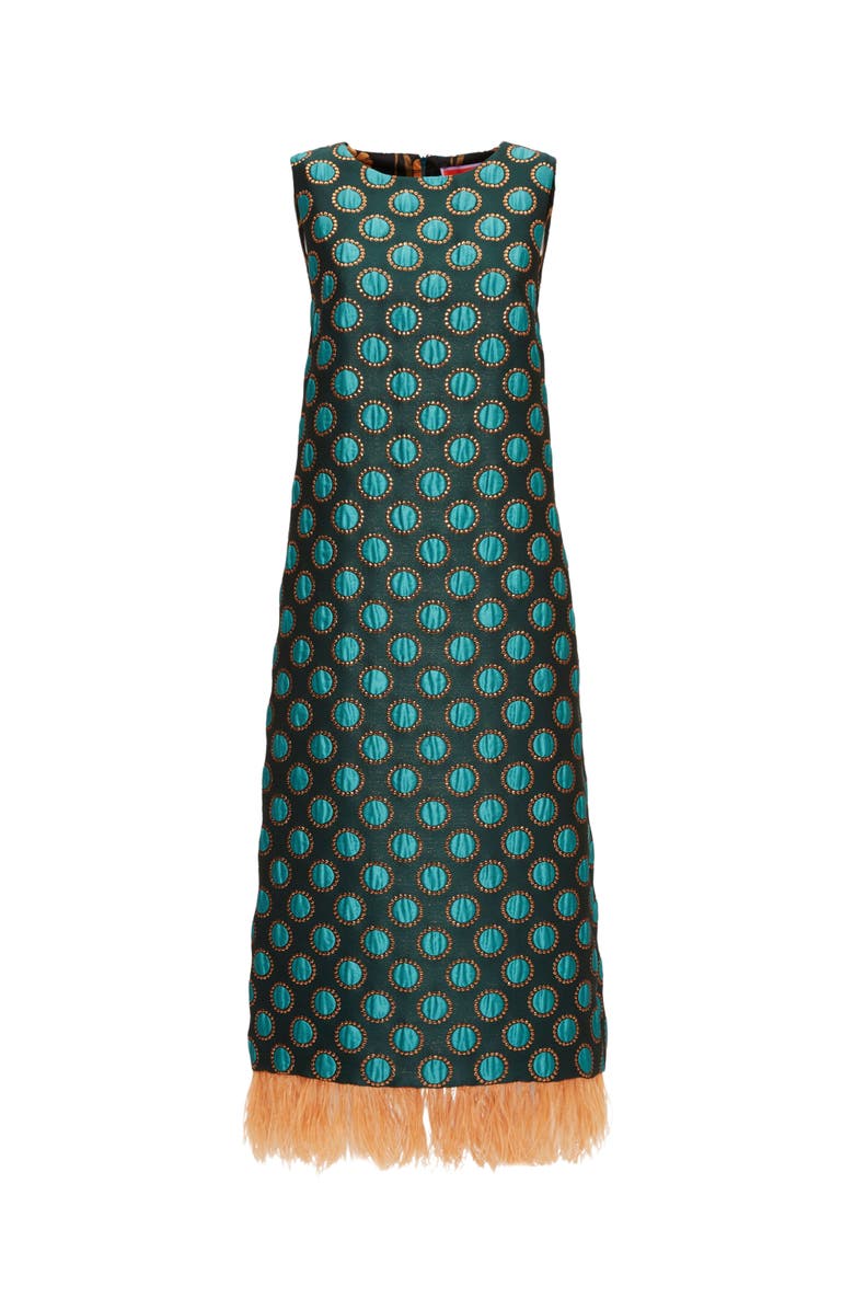 La DoubleJ Column Dress Jacquard Winter Sun Emerald, Alternate, color, 