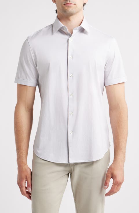 Miles OoohCotton® Pinstripe Short Sleeve Button-Up Shirt