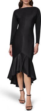 Donna Karan New York Long Sleeve Satin Mermaid Cocktail Dress
