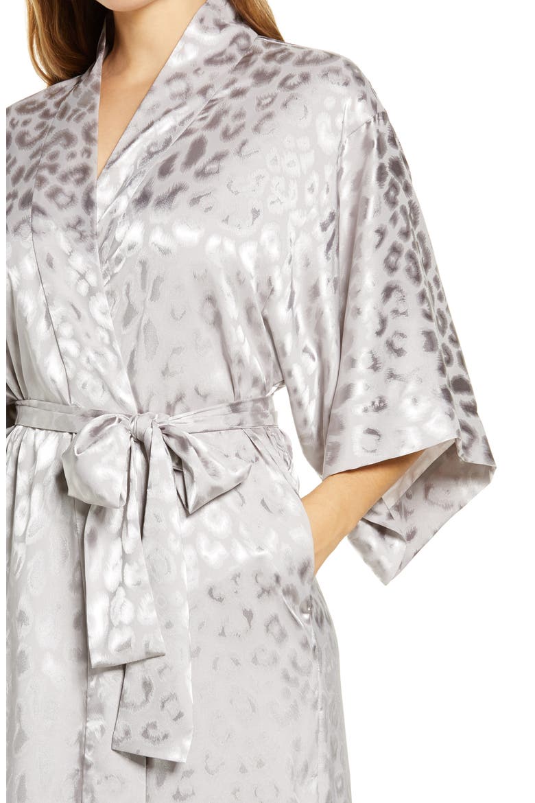 Decadence Leopard Jacquard Satin Robe, Alternate, color, SILVER PEARL