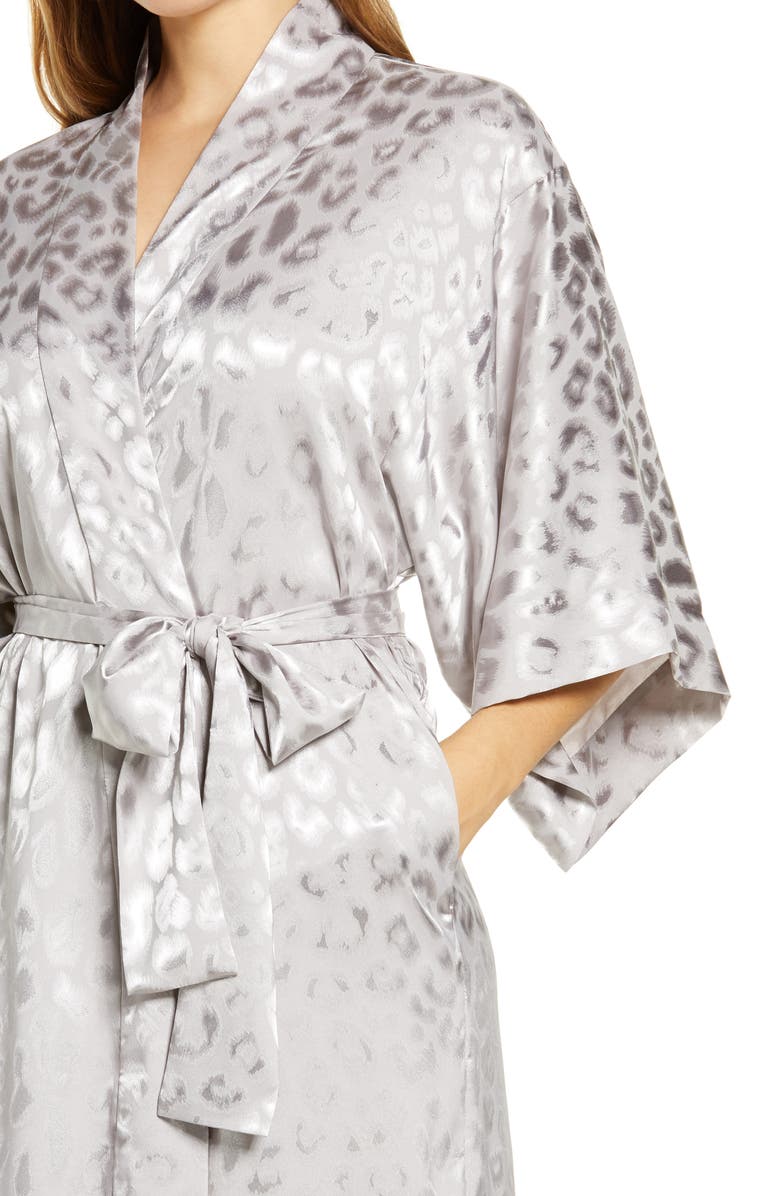 Natori Decadence Leopard Jacquard Satin Robe, Alternate, color,