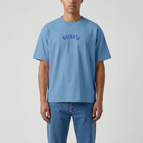 Men's Uscape Apparel Light Blue Florida Gators Upside Down Embroidered Vintage Heavyweight T-Shirt
