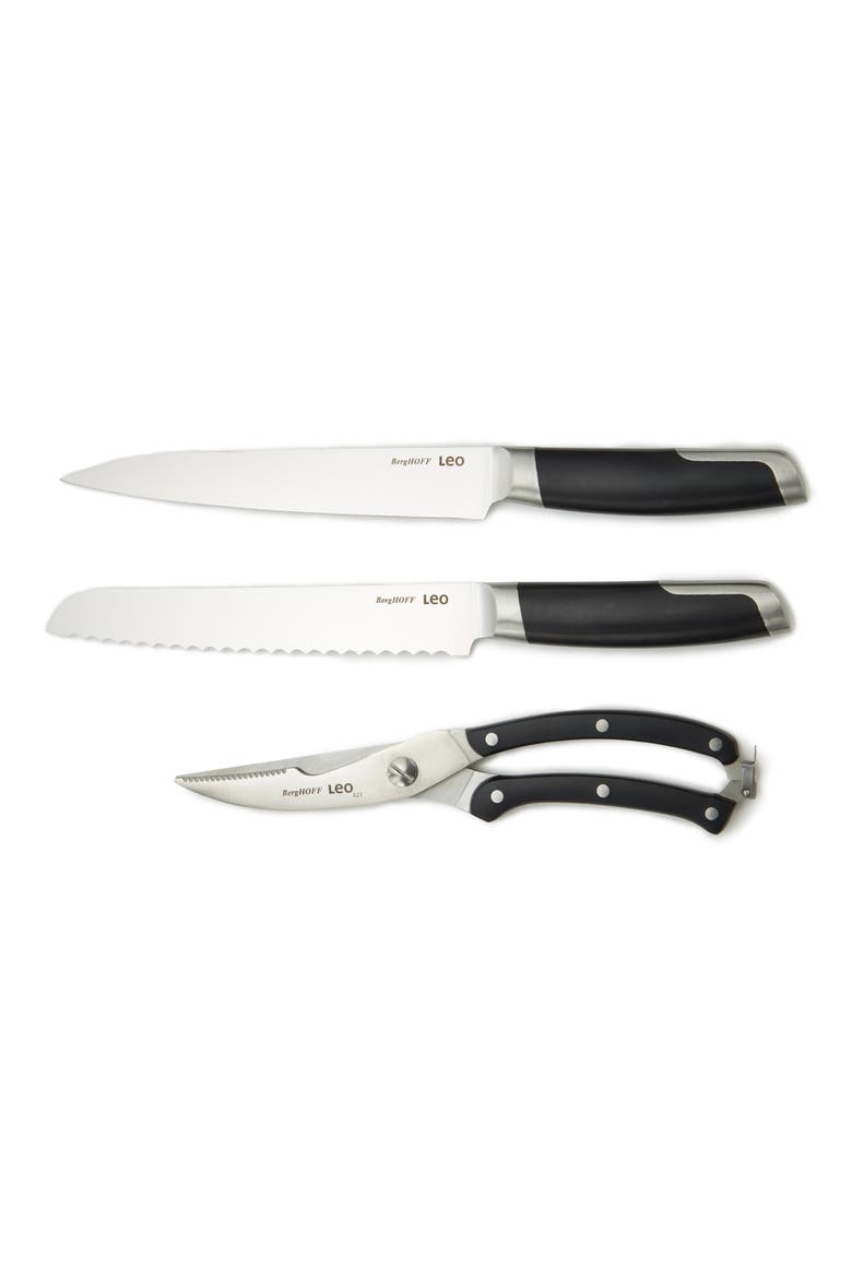 Leo Graphite 3-Piece Knife Set, Main, color, BLACK