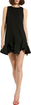 Mac Duggal Crepe Sleeveless Ruffle Hem Mini Dress