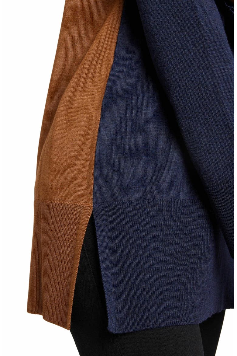 TORI Color Block Knit Sweater in Extra Fine Merino Wool, Alternate, color, SPACE BLUE