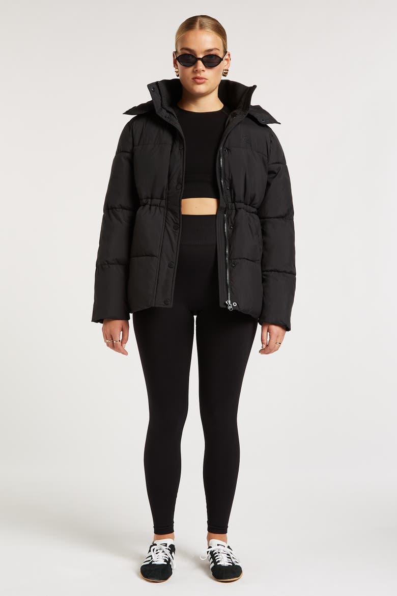 Nova Longline Hooded Puffer Coat, Alternate, color, Black