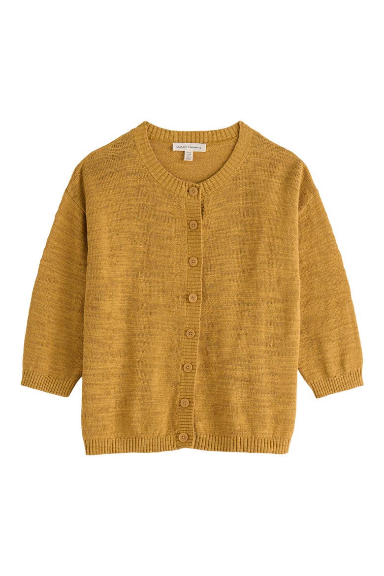 Pentire Steps Organic Cotton & Linen Cardigan, Alternate, color, KNIT MELANGE TANSY