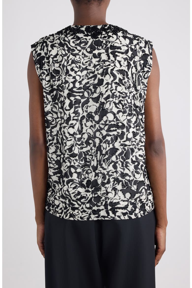 College Embellished Dotted Squiggle Print Top, Alternate, color, BLACK/WHITE