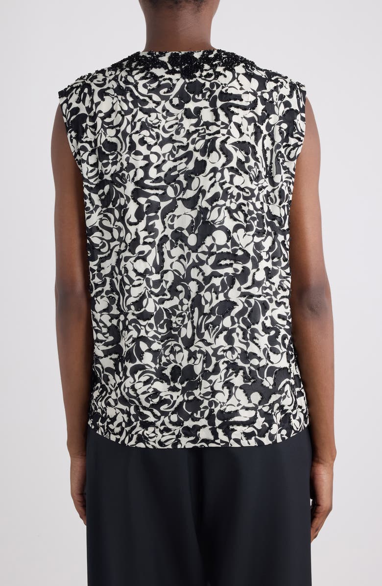 Dries Van Noten College Embellished Dotted Squiggle Print Top, Alternate, color, Black/White
