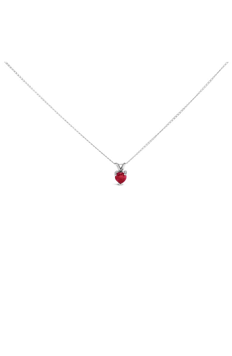 Haus of Brilliance 14K Gold 5X5 MM Heart Shaped Gemstone Solitaire Pendant Necklace, Main, color, Red Ruby | White