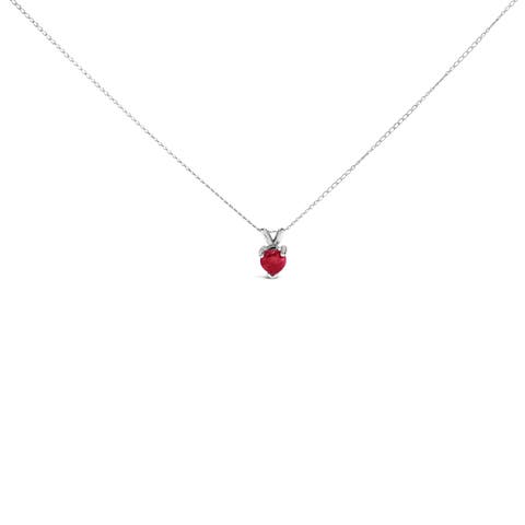 14K Gold 5X5 MM Heart Shaped Gemstone Solitaire Pendant Necklace