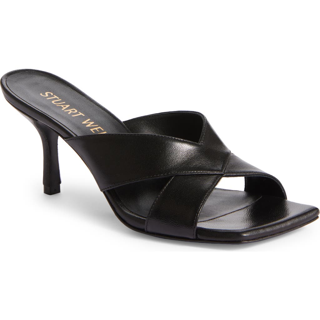Stuart Weitzman Women's Carmen 75mm Leather Criss-cross Sandals In Black