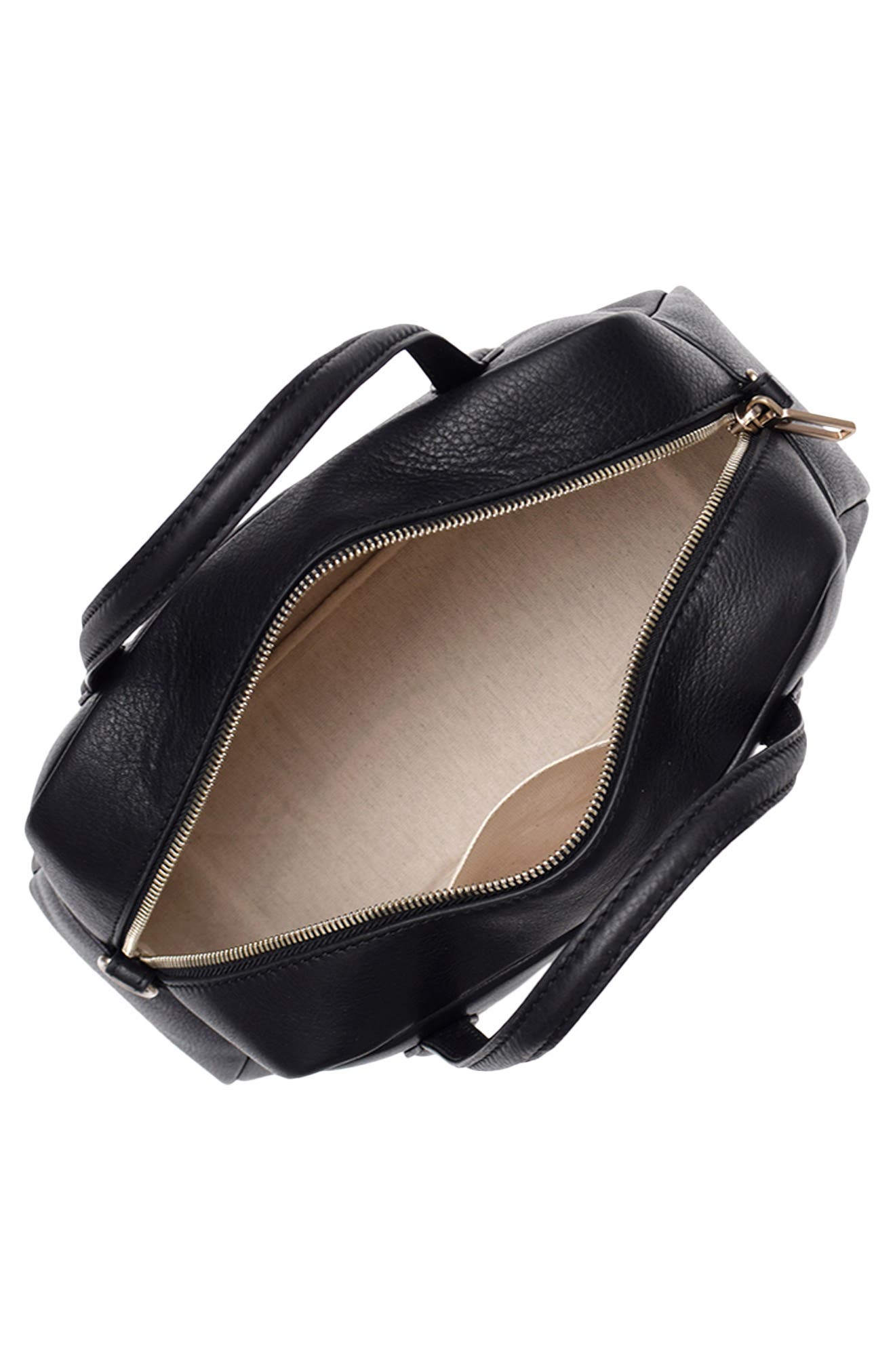 Amelia Leather Satchel Crossbody, Alternate, color, BLACK