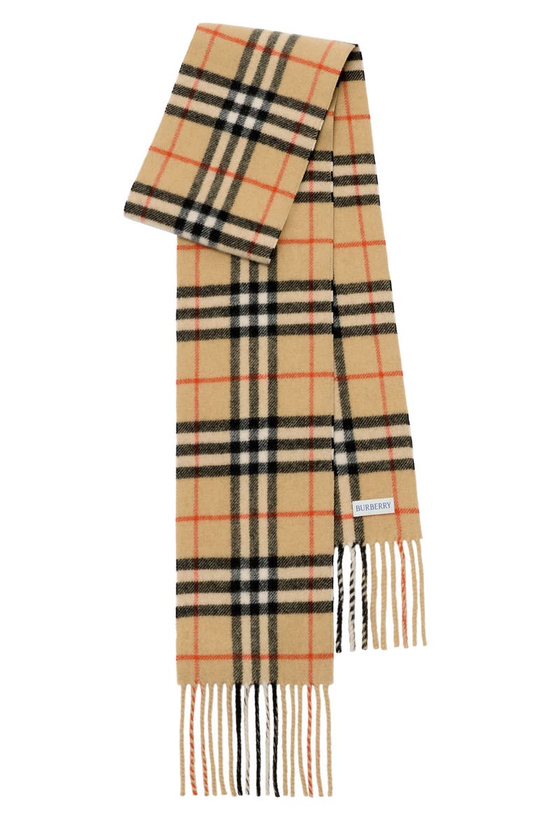 Check Cashmere Scarf, Main, color, SAND