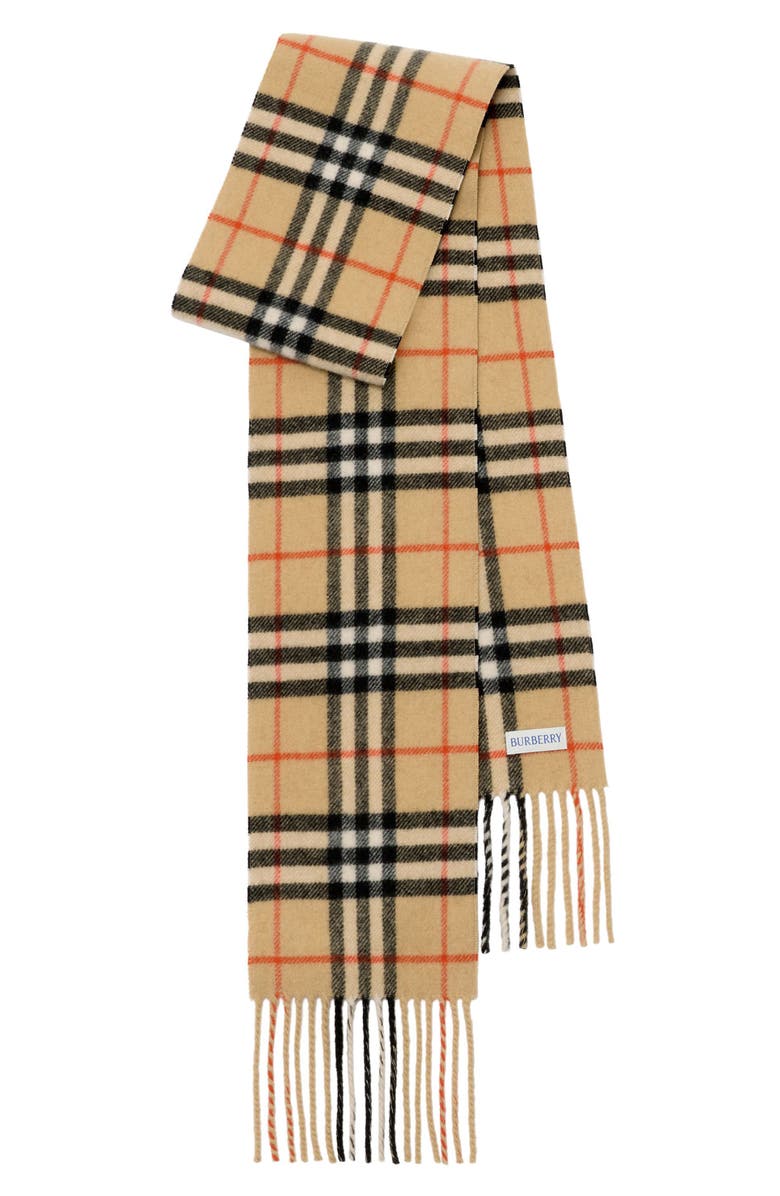 Burberry Check Cashmere Scarf, Main, color, Sand