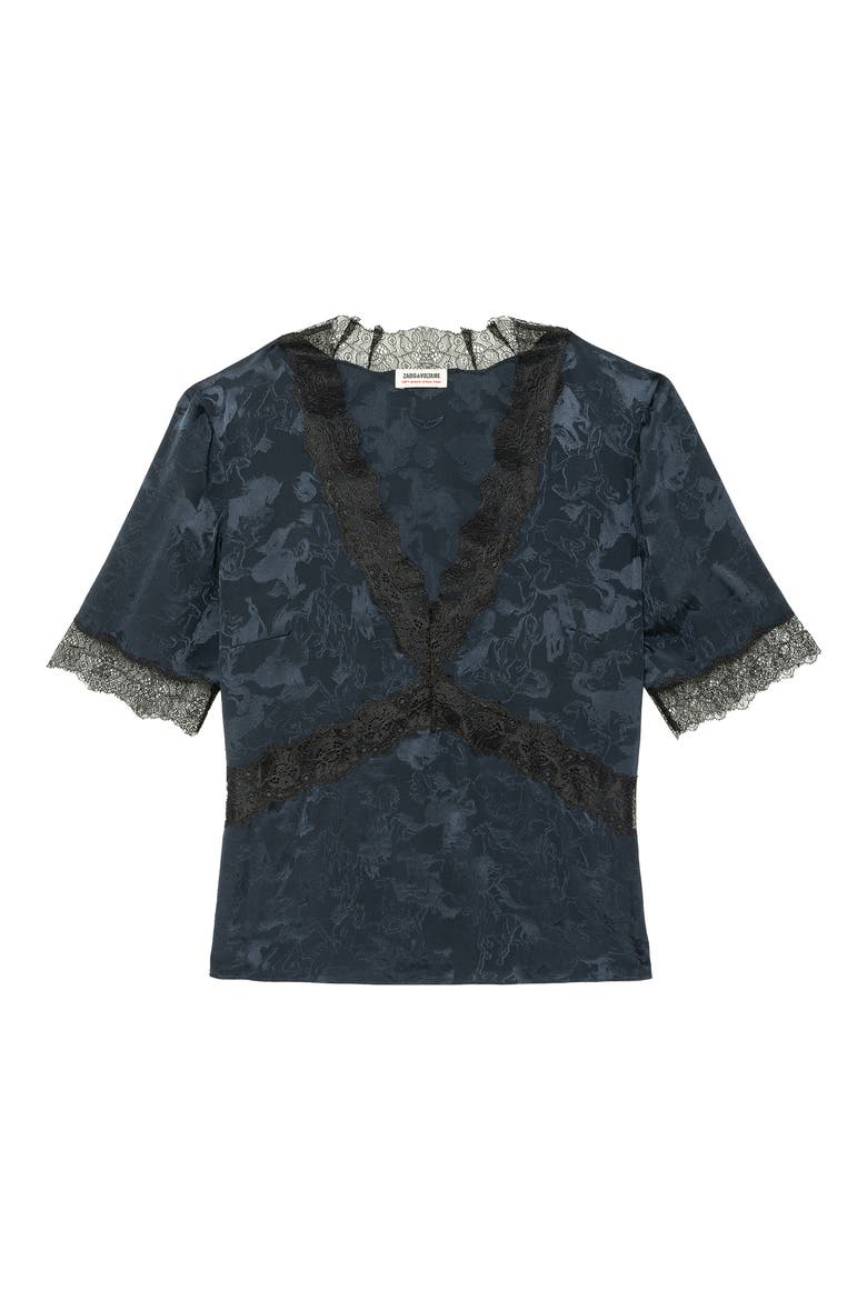 Tedoxa Horse Jacquard Silk Top, Alternate, color, ENCRE