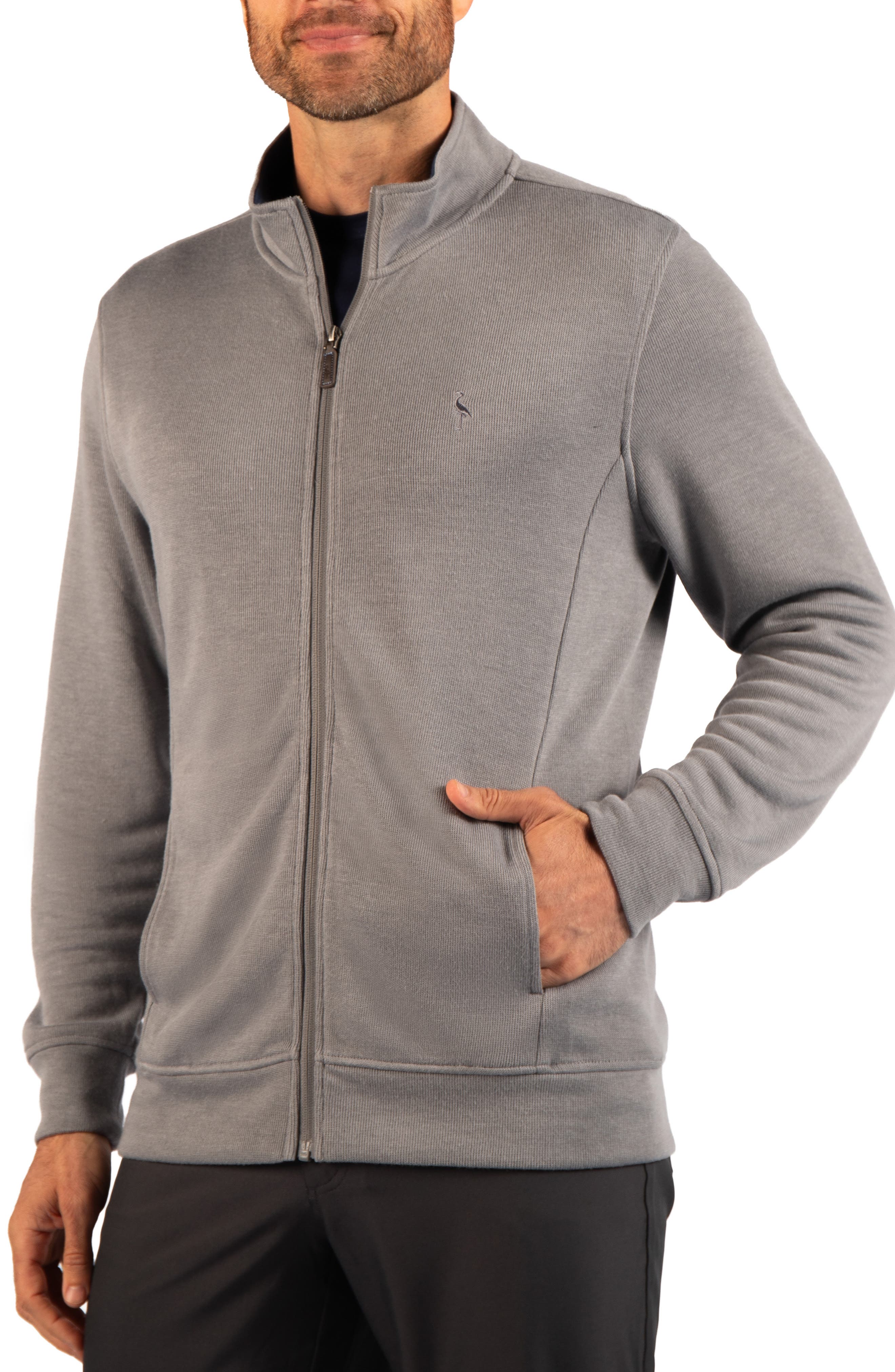 French Rib Full Zip Sweater