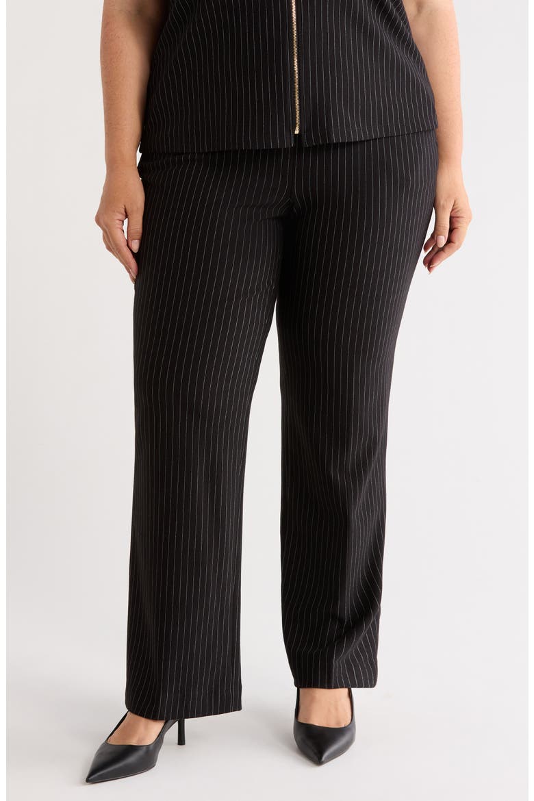 Pinstripe Pull-On Trousers, Main, color, ANNE BLACK/ WHITE DOVE