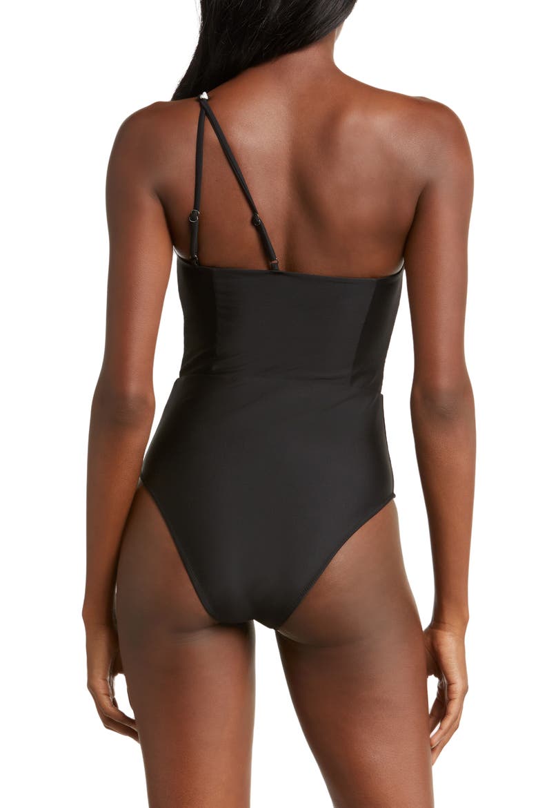 India One-Shoulder One-Piece Swimsuit, Alternate, color, BLACK
