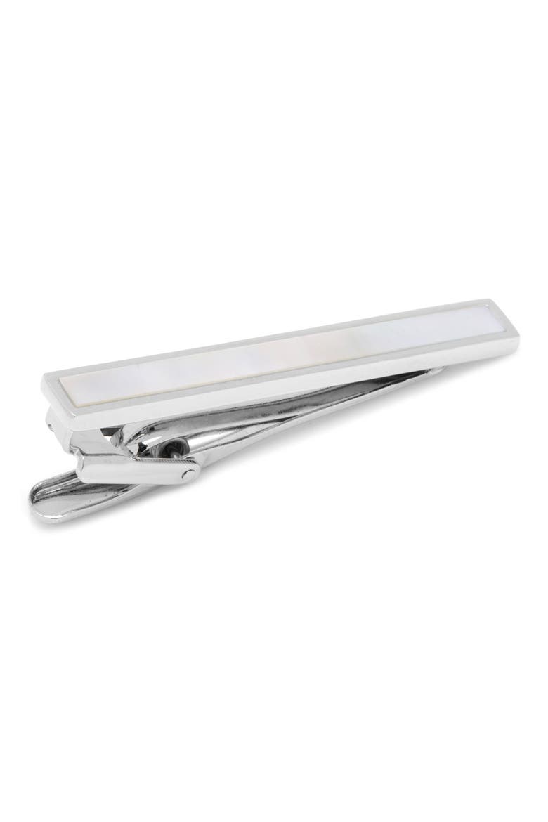 Ox and Bull Trading Co. Semiprecious Tie Clip, Main, color, SILVER/ WHITE