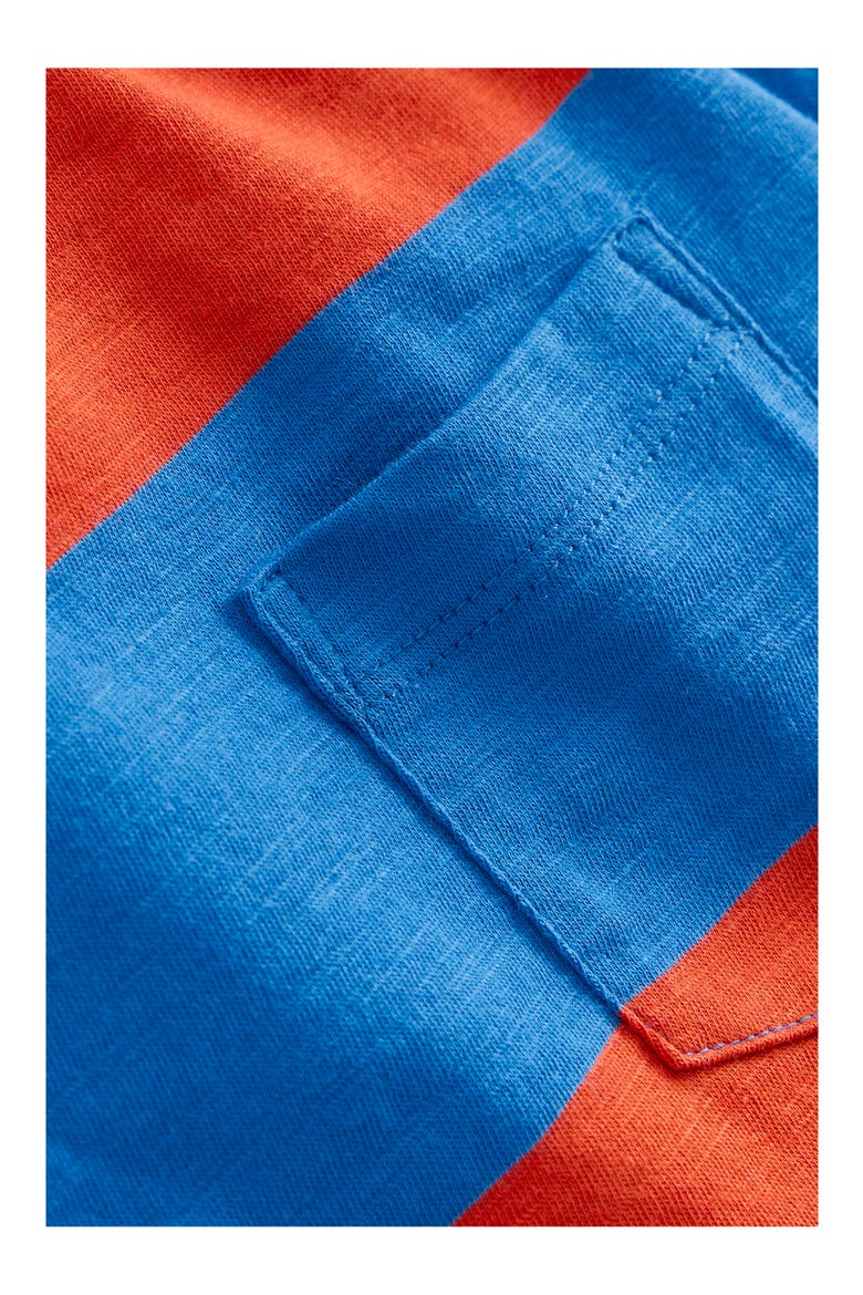 Kids' Stripe Pocket T-Shirt, Alternate, color, RED CORAL/ KINGFISHER BLUE