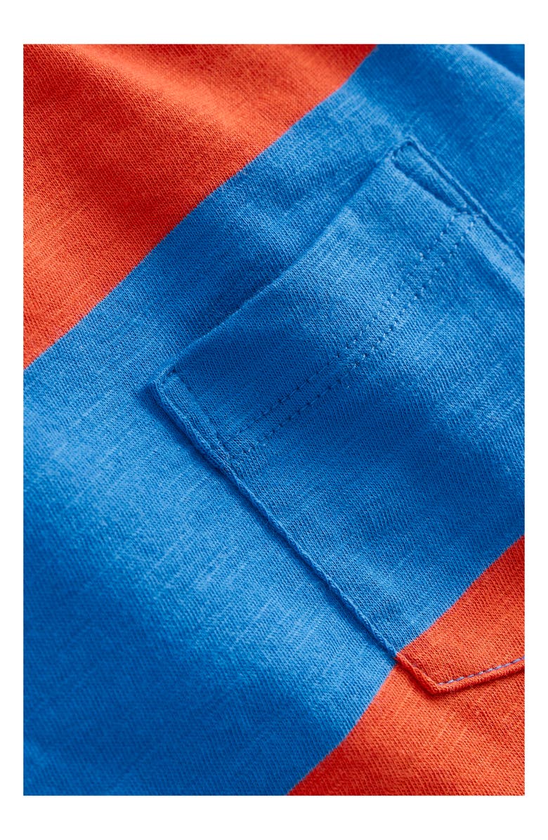 Mini Boden Kids' Stripe Pocket T-Shirt, Alternate, color, Red Coral/ Kingfisher Blue