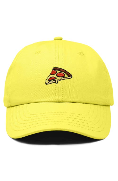 Dalix Pizza Slice Embroidered Dad Hat In Yellow