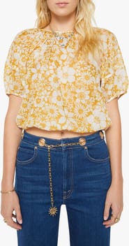 MOTHER The Party in the Back Floral Cotton Crop Top