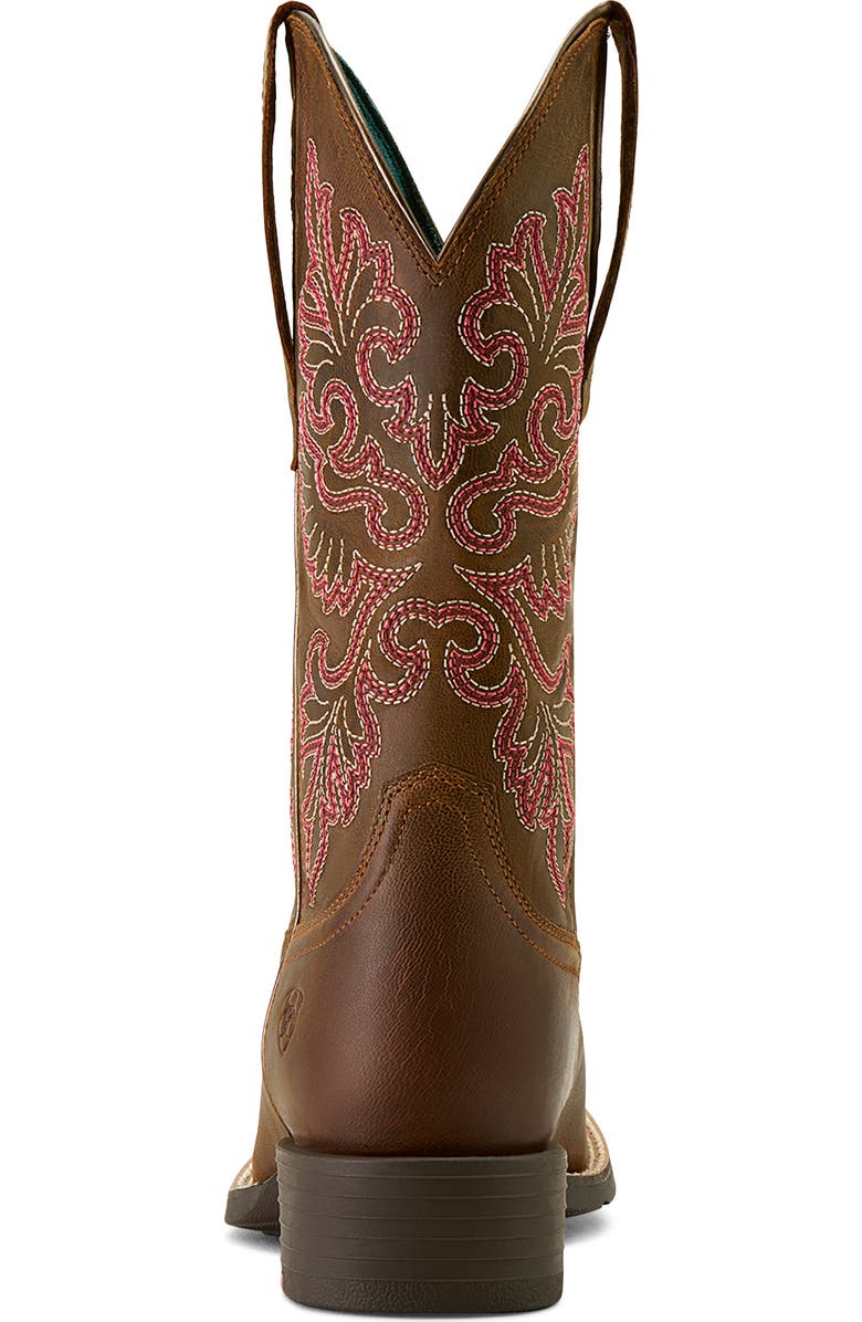 Ariat Round Up StretchFit<sup>™</sup> Wide Square Toe Western Boot, Alternate, color, Sassy Brown