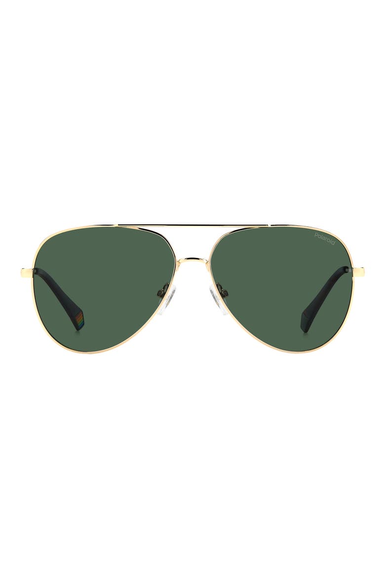 60mm Polarized Aviator Sunglasses, Main, color, Z/DNUGOLD/ GREEN POLARIZED