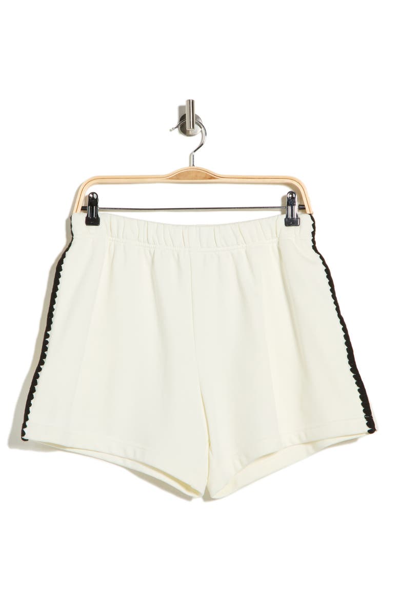 Blanket Stitch Terry Shorts, Alternate, color, CHALK